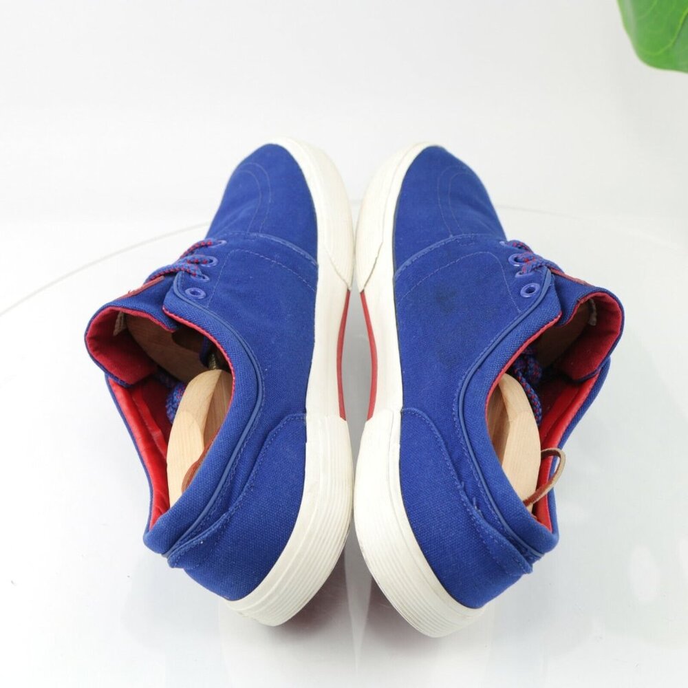 Polo Ralph Lauren Mens Faxon Sneaker Size 11.5 Royal Blue Canvas Red Pony Shoe - Picture 9 of 12